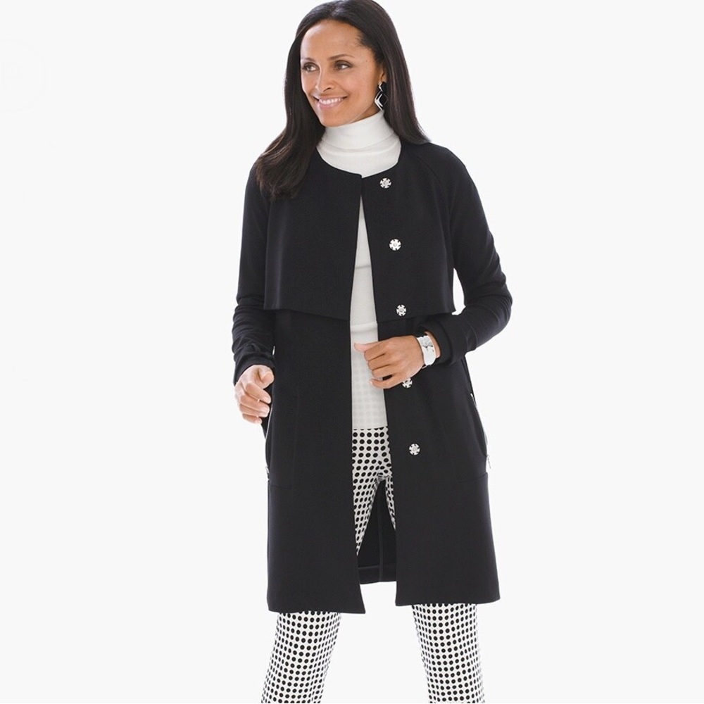 Chicos Black Trench Jacket